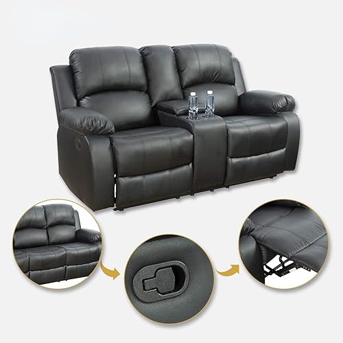 Miniatura 7 de Juego de muebles de cuero regenerado para sala de estar, juego de sofá reclinable, juego de muebles de dos plazas en sala de estar, sofá reclinable
