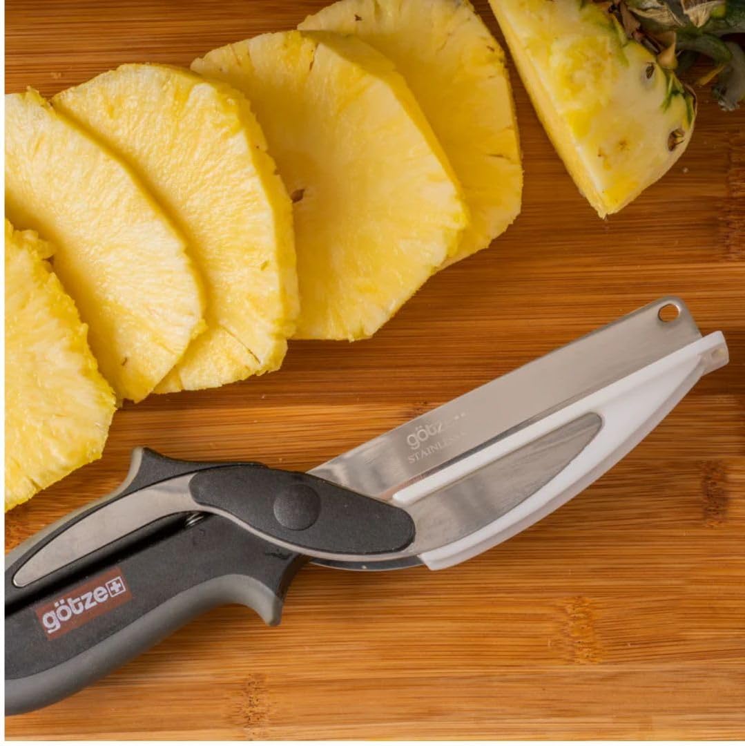 The Götze Peeler 3-in-1 Shears, Premium Stainless Steel Kitchen and Household Scissors, Sharp Blades for Cutting Meat, Herbs, Poultry, and More, Comfortable Grip Handles, Dishwasher Safe