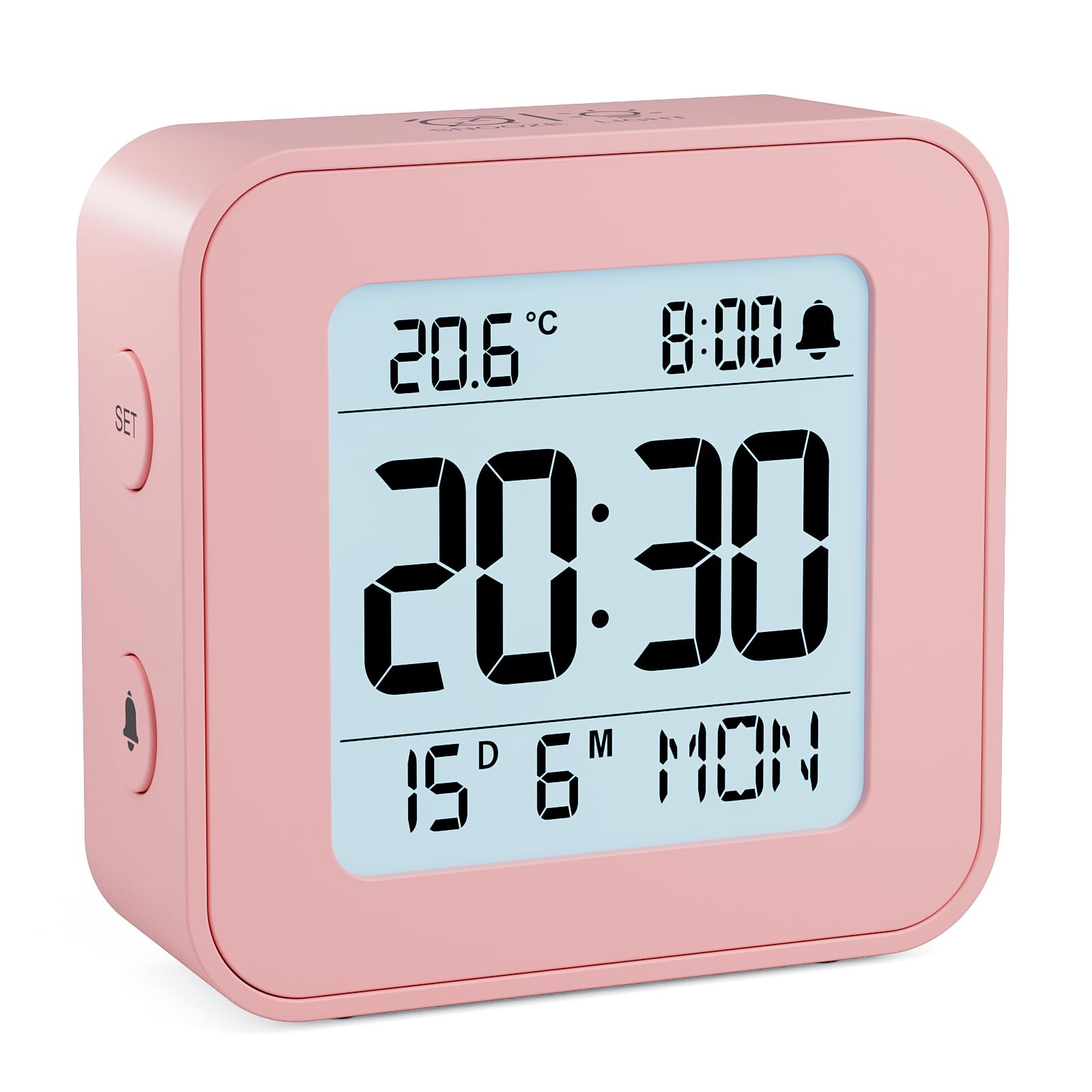 LATEC Wecker Digital, Digitaler Wecker Batterie Alarm Clock, Klein Reisewecker Digital Uhr mit Temperaturanzeige, Snooze, 3 Lautstärken und Hintergrundbeleuchtung (Inklusive Batterie)