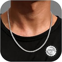 YADOCA Silver Chain Men's 925 Silver, 3 mm/5 mm Necklace Chain for Men Silver Chain Hypoallergenic Curb Chain Necklace Jewellery for Men