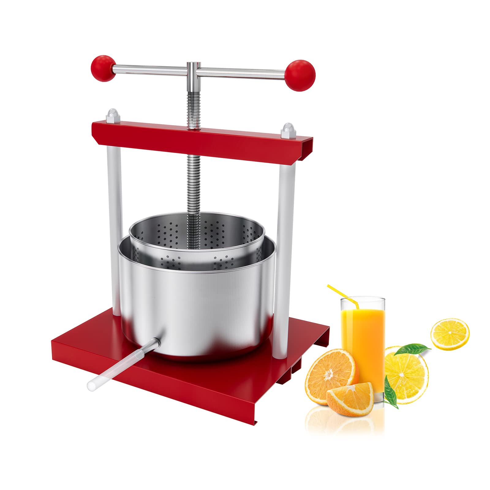 ACXIN 3L Obstpresse Edelstahl Weinpresse Saftpresse Manuell Fruchtpresse Apfelpresse Beerenpresse für Obstladen, Restaurants, Familienfeste, Selbstbrauen