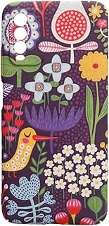 جراب حماية خلفي بلاستيك بتصميم مبتكر بطباعة زهور ثلاثية الابعاد وحواف امان سيليكون لموبايل شاومي ريدمي نوت 9 شبكة الجيل الرابع 4G مقاس 6.53 بوصة من دراجون، متعدد الالوان