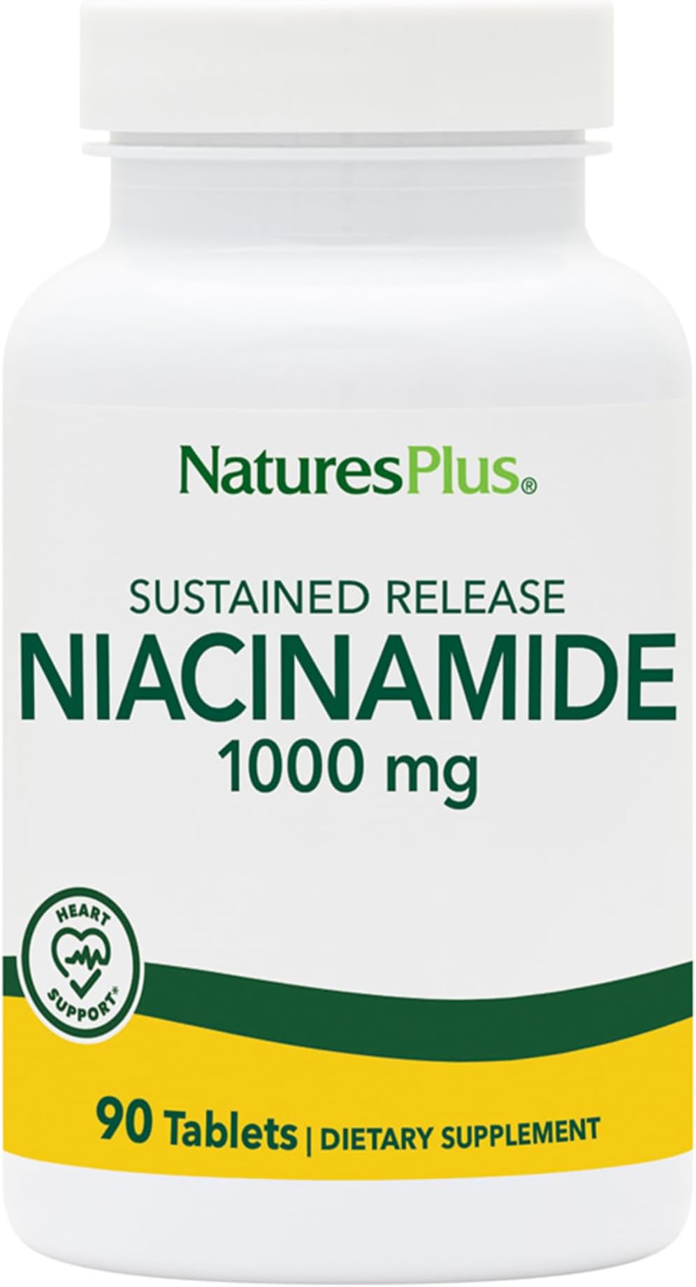 Niacinamide, Sustained Release - 1000 mg, 90 Tablets - High-Potency Vitamin B3 Supplement - Vegetarian, Gluten Free - 90 Servings