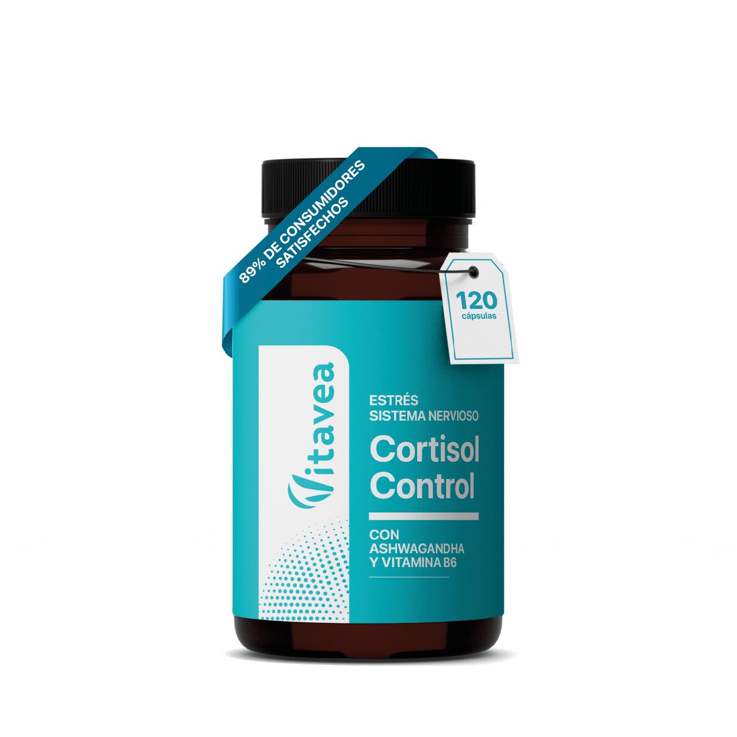 Cortisol Control - Complemento anti-estrés y fatiga - Ashwagandha, Rhodiola, Bacopa, L-teanina, Magnesio - 120 cápsulas veganas - Vitavea