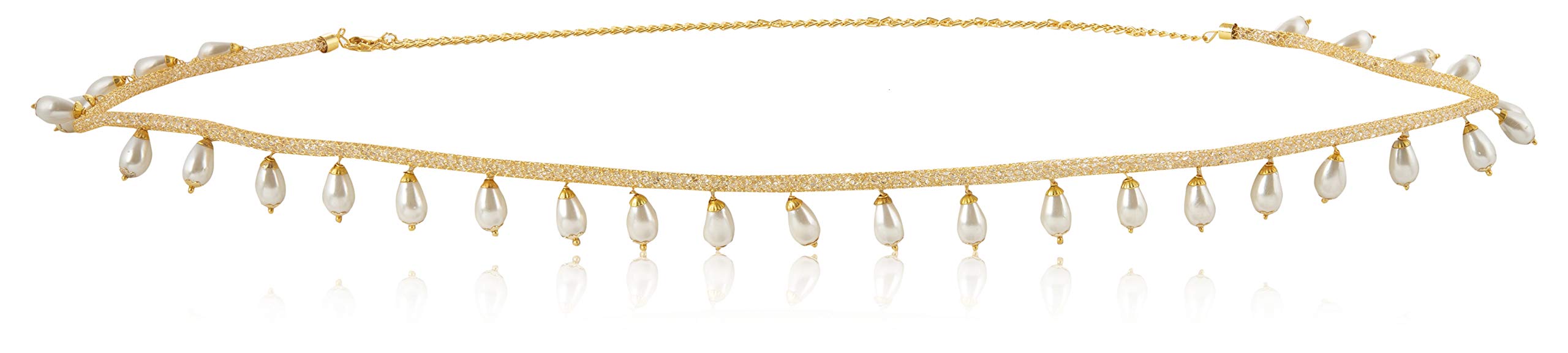 WomenSky Gold Plated Plain Chain with Pearl Waistchain/Kamarband/Ottiyanam for Women and Girls Wear On Saree/lahnga/Jense and Ethnic Wear (B07DZHVDXQ) Amazon Price History, Amazon Price Tracker