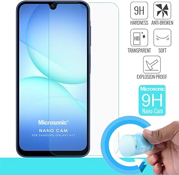 Microsonic Samsung Galaxy A17 Nano Glass Cam Ekran Koruyucu [Galaxy A17 ile Uyumlu Ekran Koruyucu - Şeffaf]