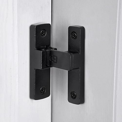 Paquete de 2 cierres de puerta de granero negro mate, cerradura de puerta de 90 grados, herrajes para puerta abatible, cerradura de puerta de
