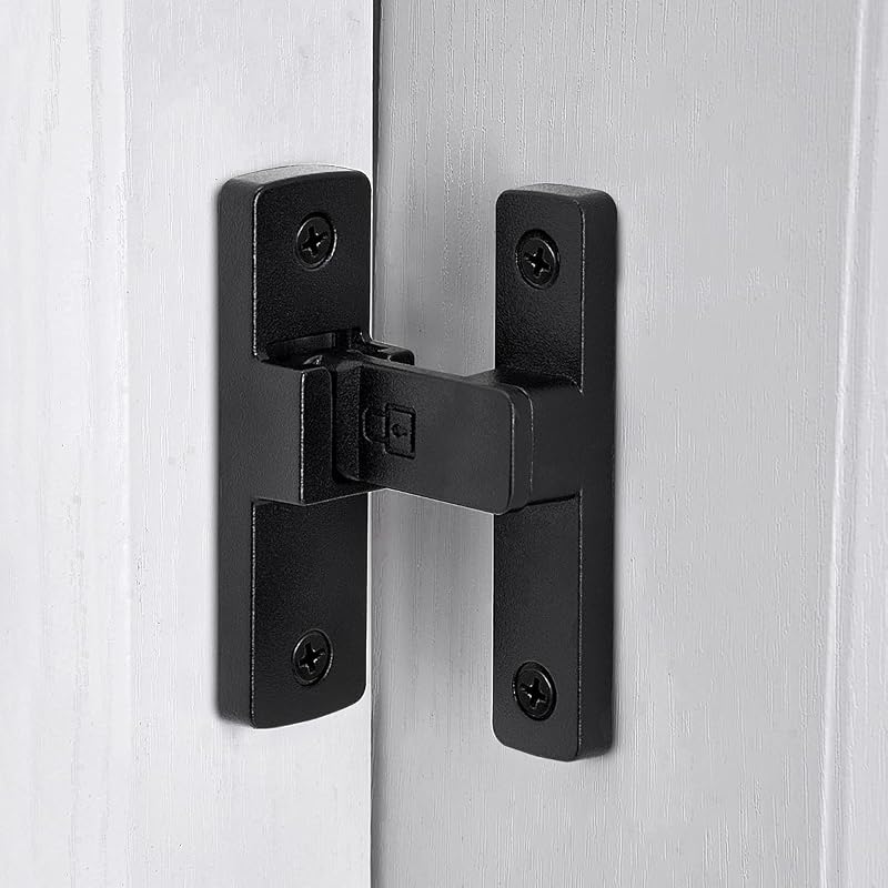 Matte Black 90 Degree Barn Door Lock ，Right Angle Door Lock Latch | Zinc Alloy Flip Gate Latches,for bedroom,garage,balcony,barn,sliding door,bathroom,window,cabinet,drawer,pet enclosures