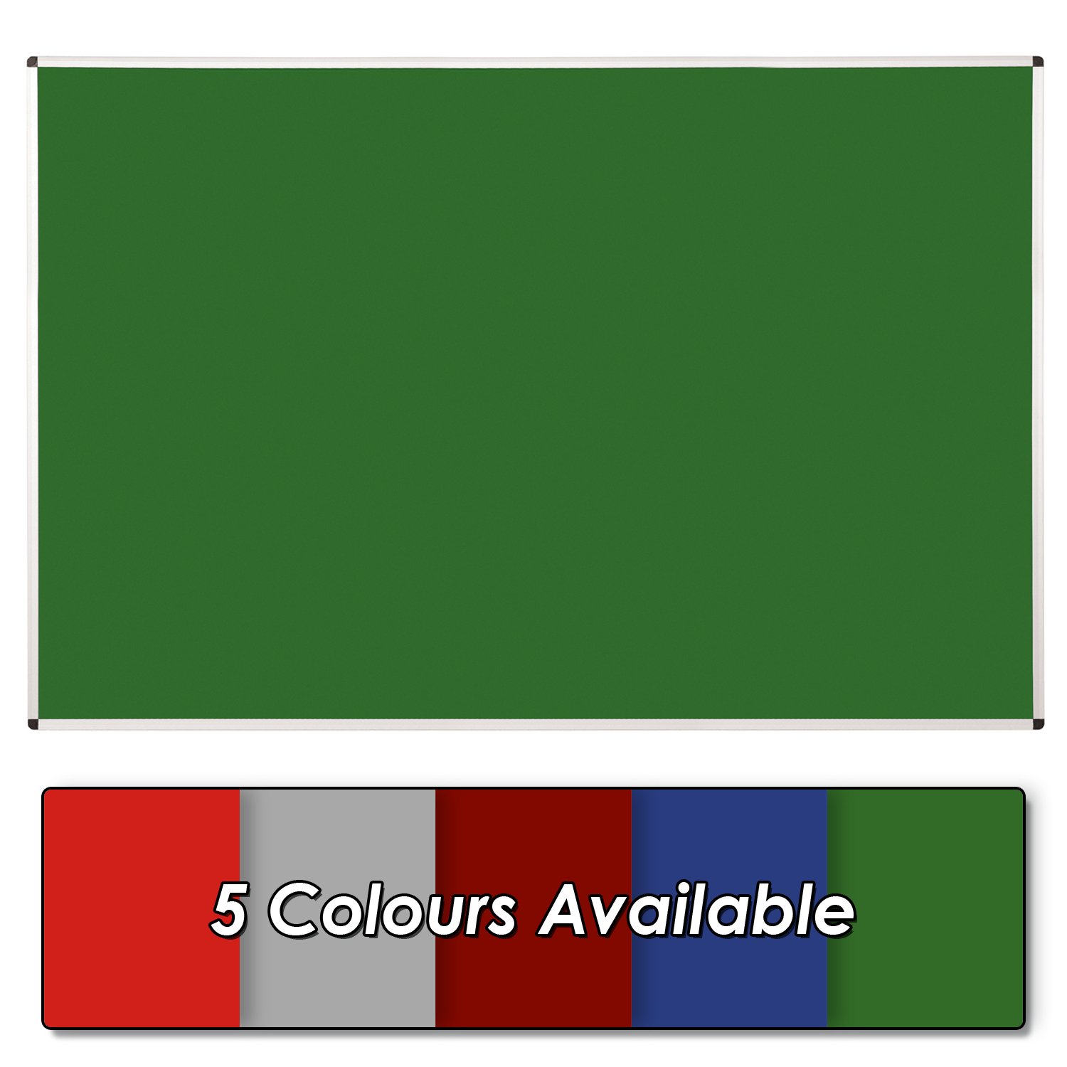 Wonderwall Large Felt Display Noticeboard 180 x 120cm with Aluminium Frame - 6 Colours to Choose from, Including (Green) - Office, School