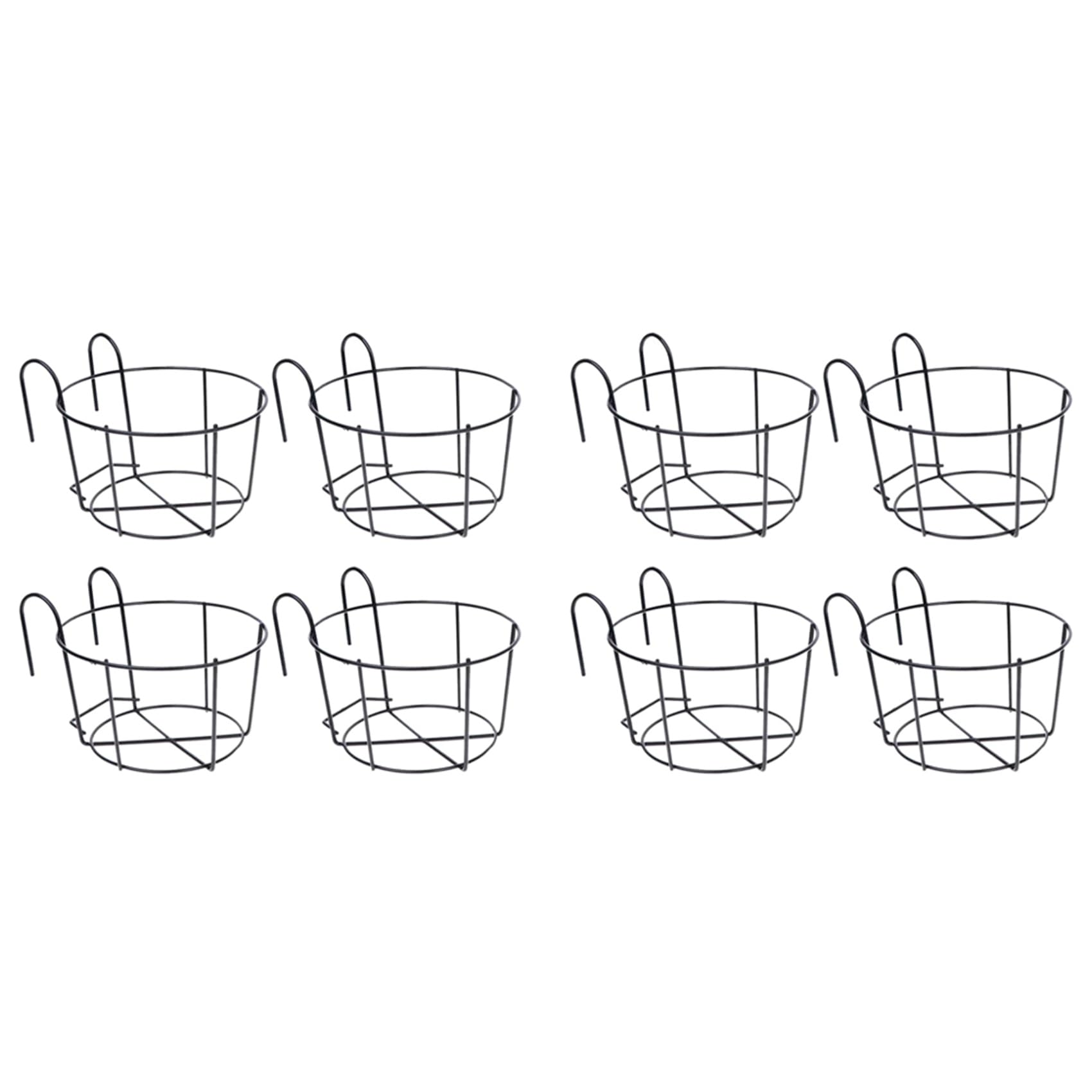 Hndhbfgrt 8Pcs Hanging Railing Flower Pot Holders Plant Iron Racks Fence Metal Potted Stand Mounted Balcony Baskets Small
