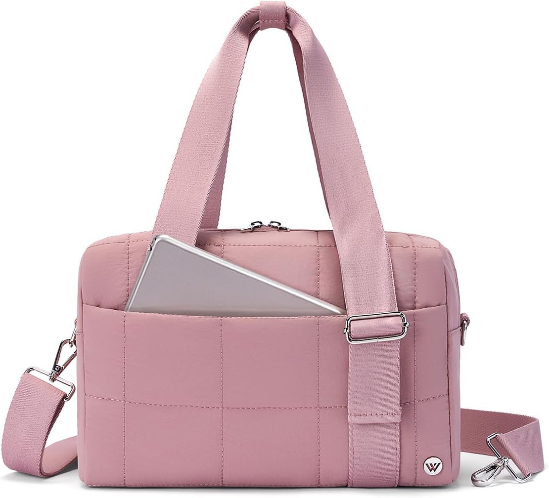 WESTBRONCO Small Puffer Crossbody Bags for Women, Mini Puffy Quilted Gym Bag Lightweight Tote Bag with Zipper Compartments