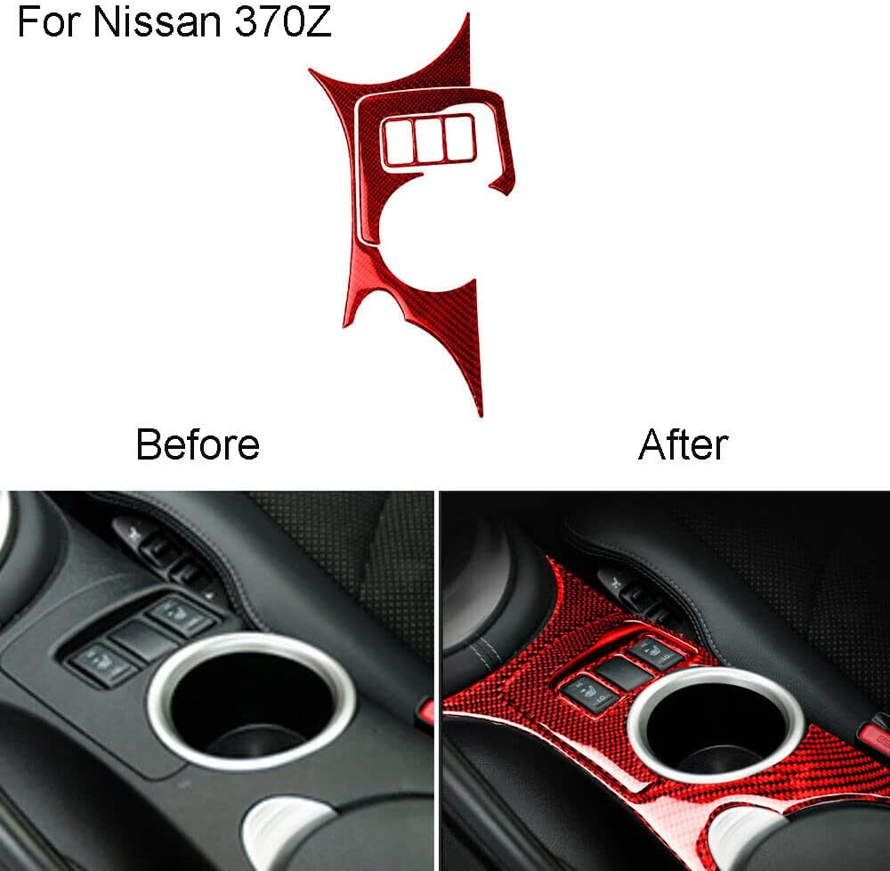 Car 12 Pieces red Carbon Fiber Full Interior Set Cover Trim Strip for Nissan 370Z 2009-2020