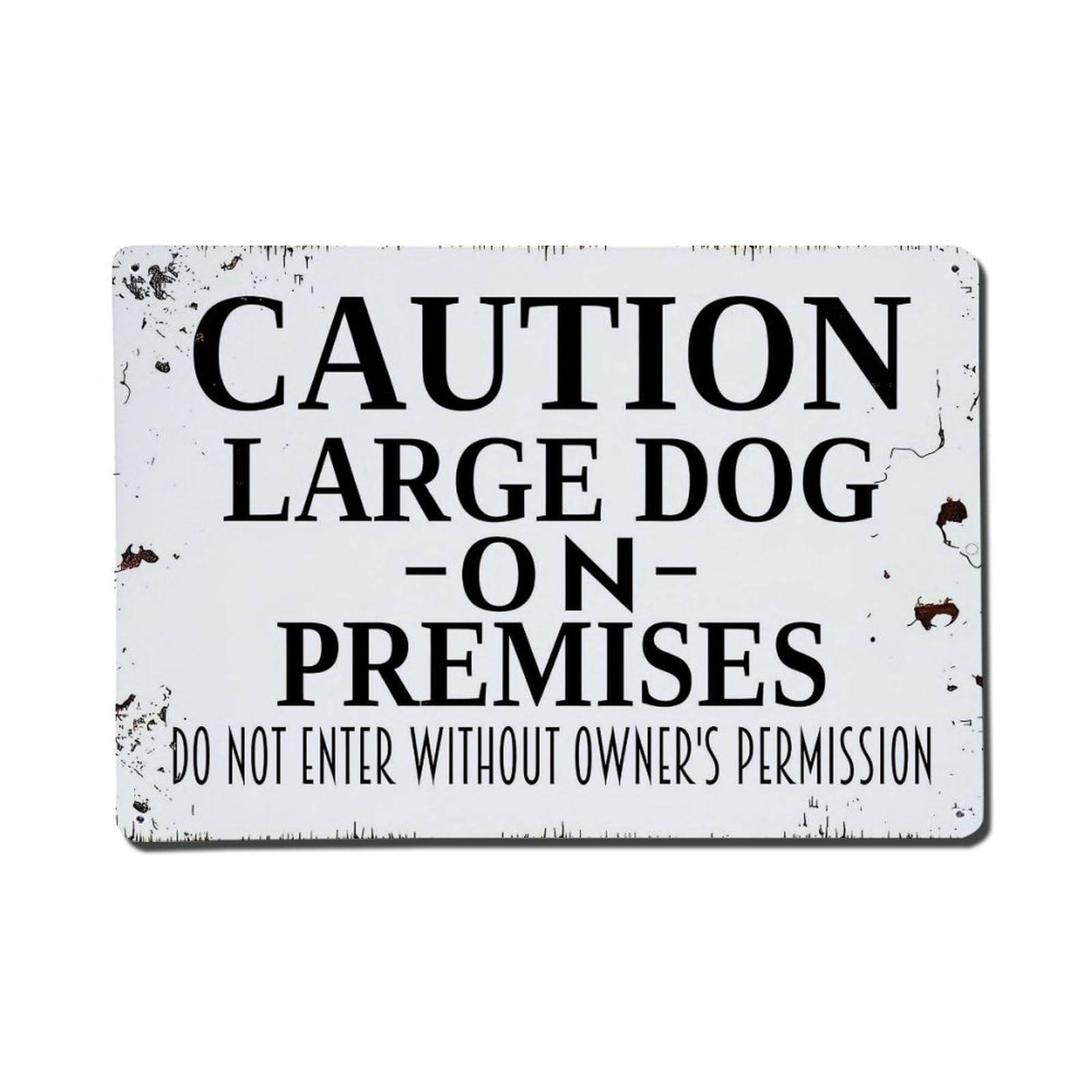 Jdfenggu Vintage Caution Large Dog On Premises Retro Metal Tin Sign, Metal Poster For Bar, Home, Man Cave, Kitchen, Laundry Room Art Decor 8X12 Inch