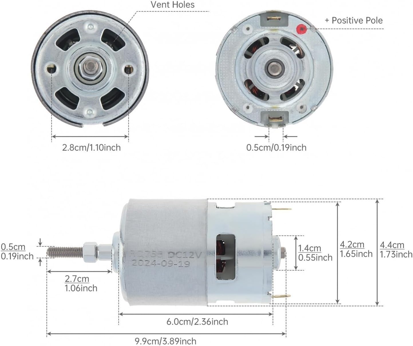 755 Series DC Motor 12V/21V - High Torque Replacement Motor for Grass Cutters, Weed Trimmers, Cordless Weeders & Lawn Mowers (Long Shaft Design)(12V)
