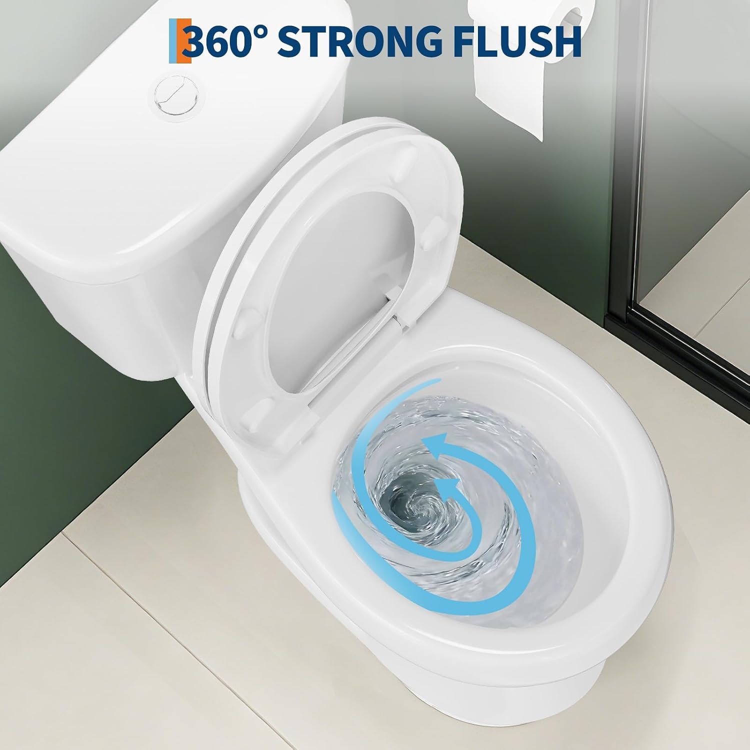 Two Piece Toilet with 17" ADA Height, Round Ceramic Bowl and Locking PP Lid -Dual Flush, CUPC Certified, Water Efficient