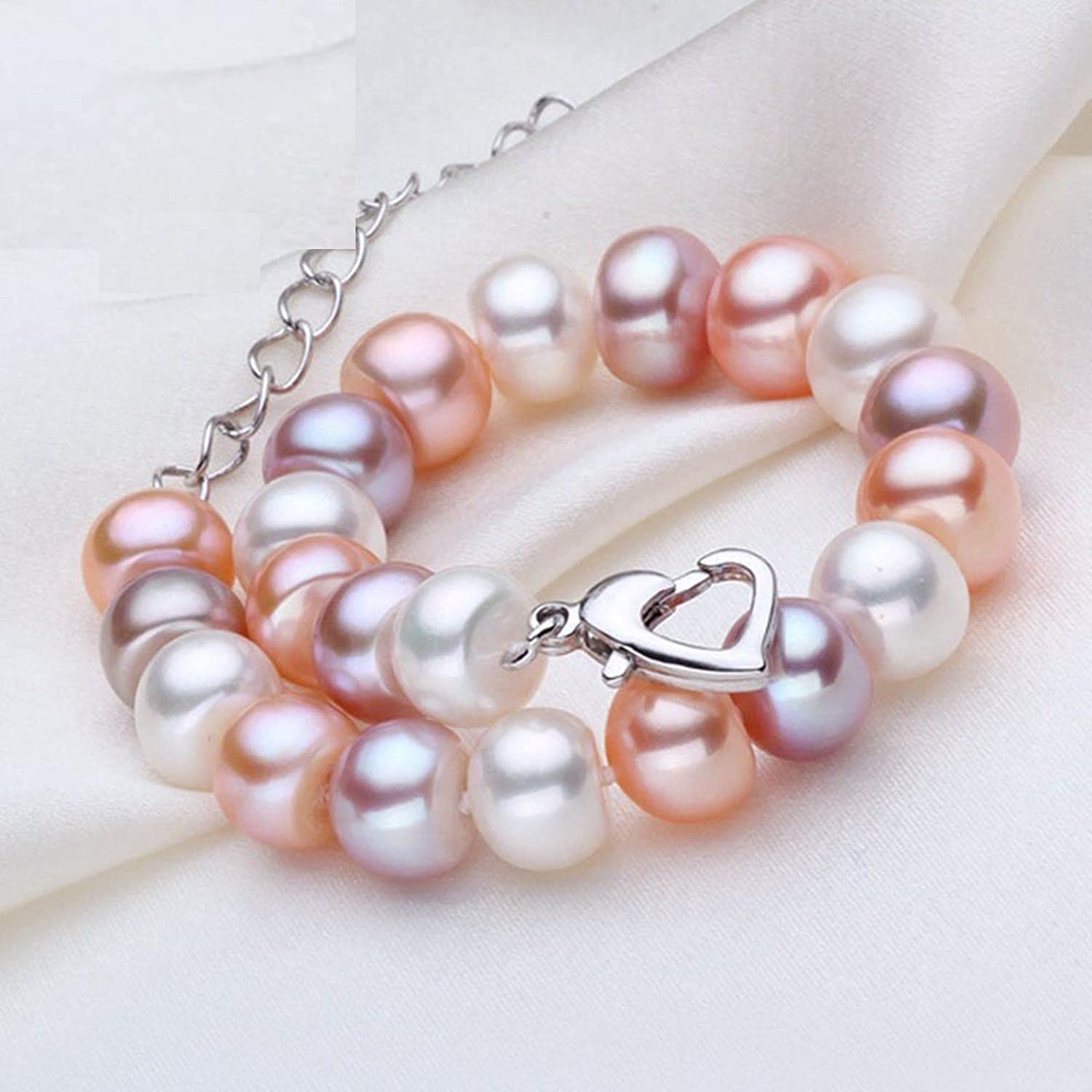Pulseras de cadena con brazalete, pulsera elástica de perlas, pulsera elástica de perlas, pulsera de perlas naturales reales for mujeres, joyería de perlas de agua dulce, pulseras y brazaletes hechos