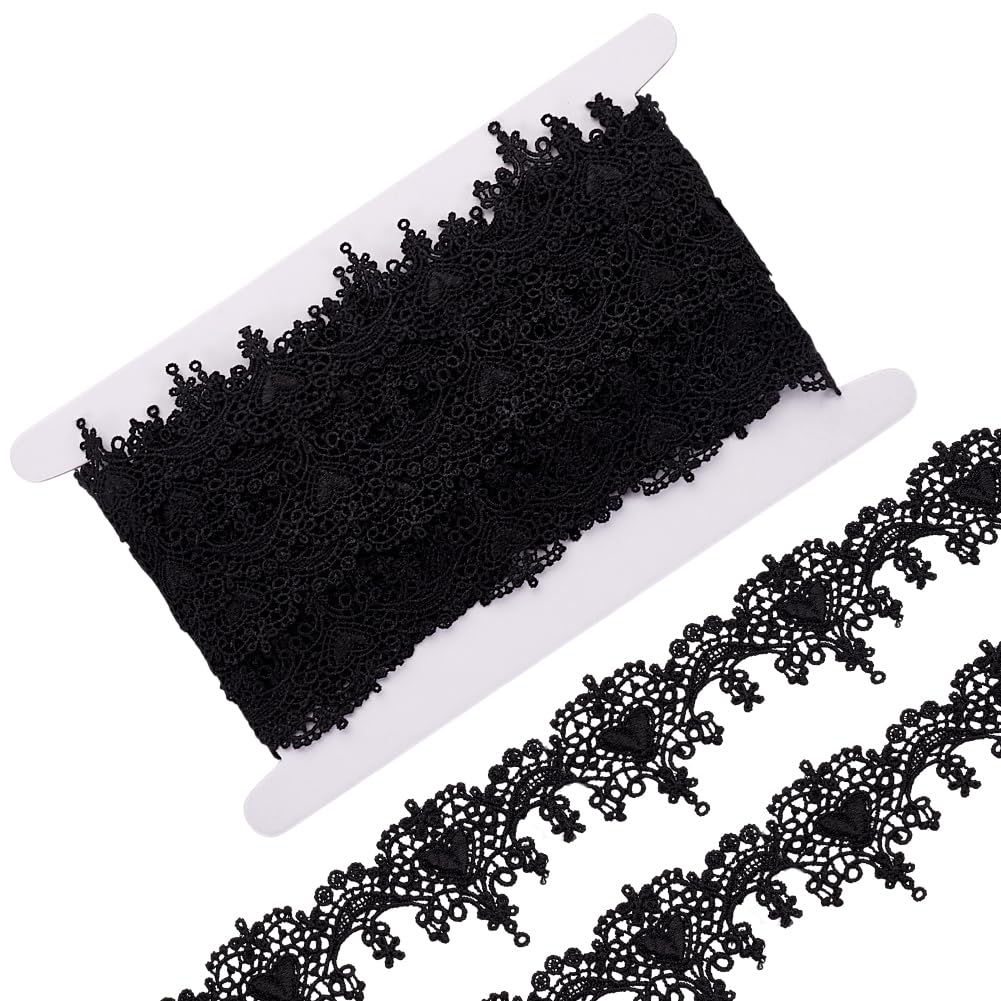 MAYJOYDIY Spitzenband mit Blumenmuster, 4,1 cm, gewellt, Vintage-Stil, Herzen, Spitzenborte für Braut, Hochzeit, Dekoration, Weihnachten, Paket, DIY, Nähen, Bastelbedarf, 7,5 Meter