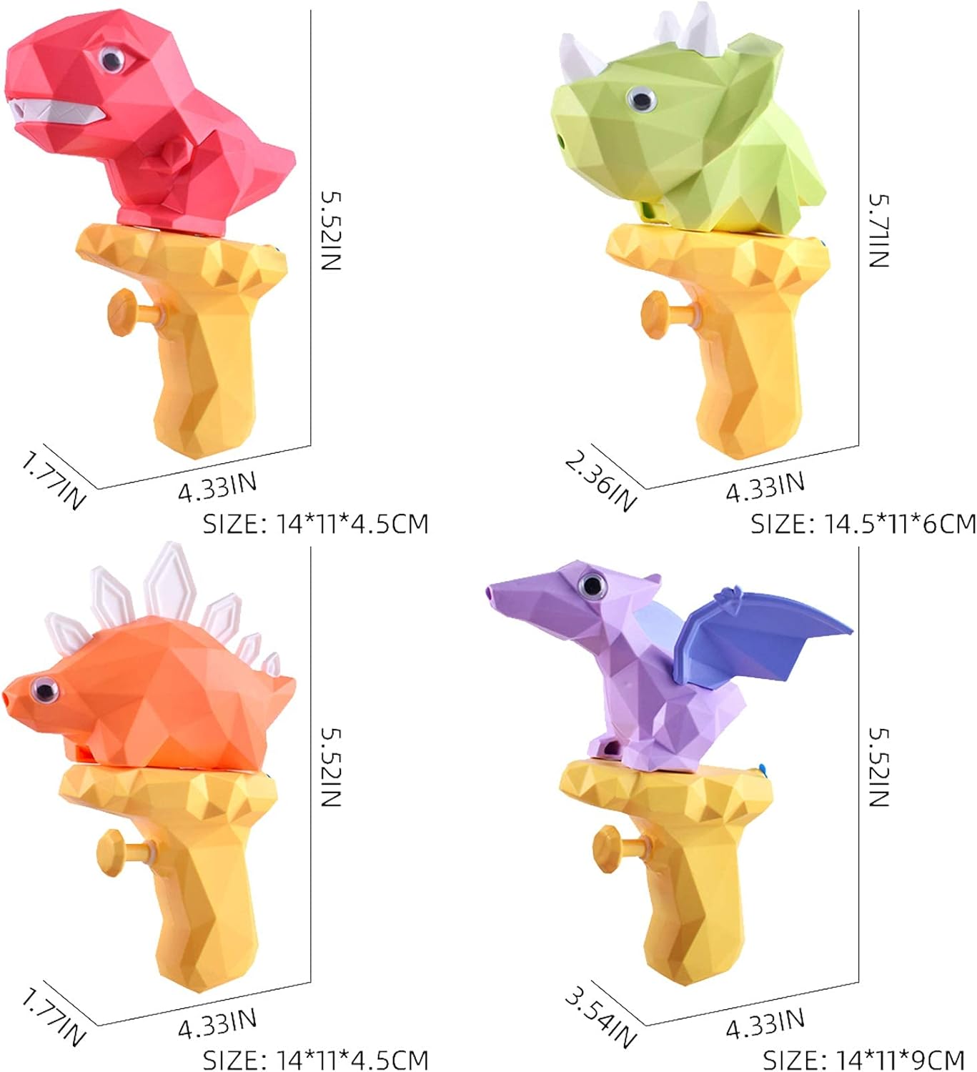 TICZLOE Water Gun, 4 Pack Water Guns for Kids Dinosaur Squirt Gun 150ml Capacity, Small Water Pistols for Boys and Girls Toddlers in Bath Pool Party Favors Summer Water Toys: Toys & Games