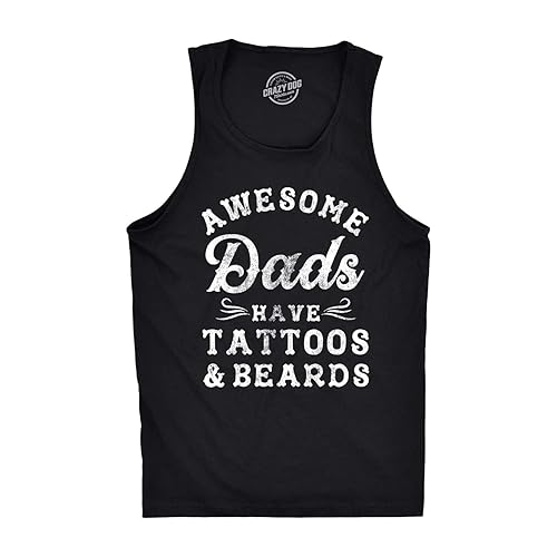 Mens Fitness Tank Awesome Dads Have Tattoos and Beards Tanktop