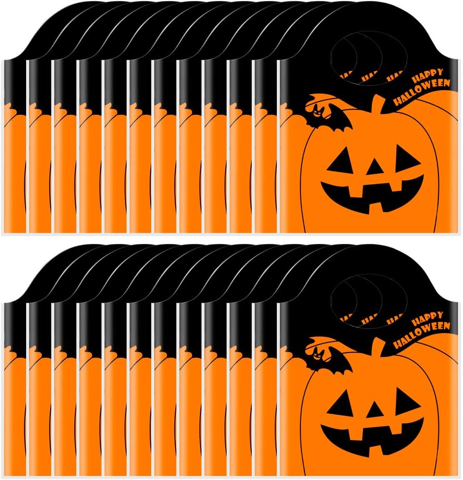 BEIJITA 50 Pack Halloween Tote Bags Jack-O-Lantern Pumpkin Candy Bags Halloween Treats Bags for Halloween Party Favors