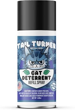 Tail Turner Cat Deterrent Spray Refill Pack - Motion-Activated Cat Deterrent Spray Compatible with SSSCAT Spray System - Safe, USA-Made Pet Training Solution for Problem Areas 1 Pack