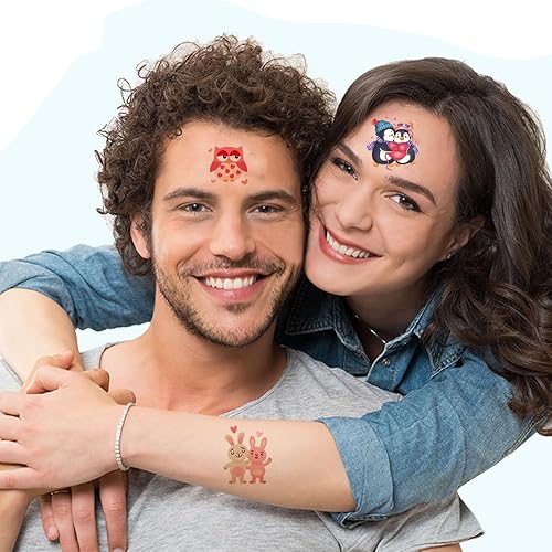 Miniatura 3 de Calcomanías de tatuaje para el día de San Valentín, lindos animales, tatuajes temporales, rostro, cuerpo, decoración falsa, regalos de fiesta,