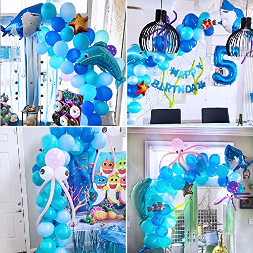 XDDIAS Boys Girls Ocean Themed Birthday Party Decorations, Under The Sea Party Supplies, Marine Animals Balloon with Happy Birthday Banners Decor for 1st Kids Baby Shower - Thumbnail 5