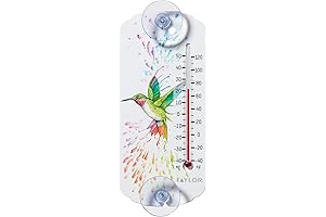 Taylor Rainbow Hummingbird Indoor Outdoor Suction Cup Thermometer