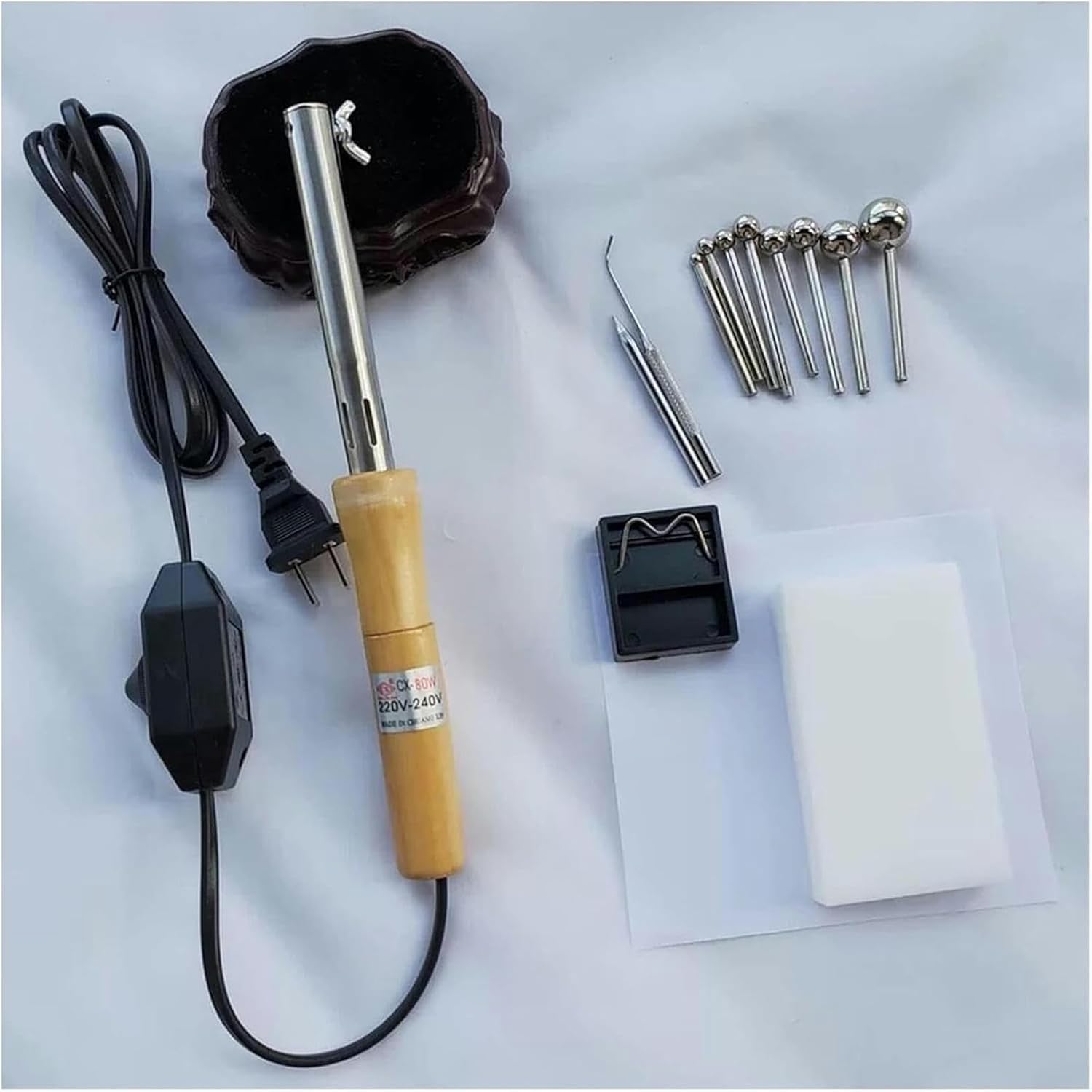 DIY Cloth Fabric Flower Making Tool Set, Artificial Flower Ironing Machinewith 10 Ironing Heads, Adjustable Temperature