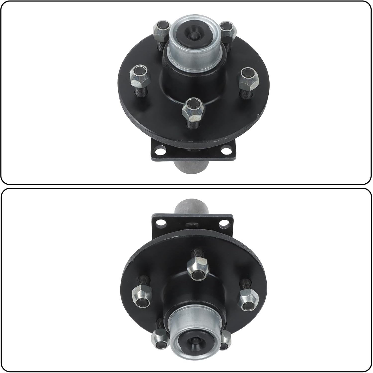 labwork Pre-Assembled Pre-Lubricated 5 on 4.5 Inch Trailer Hub Assembly and #84 Spindle with Flange Set of 2