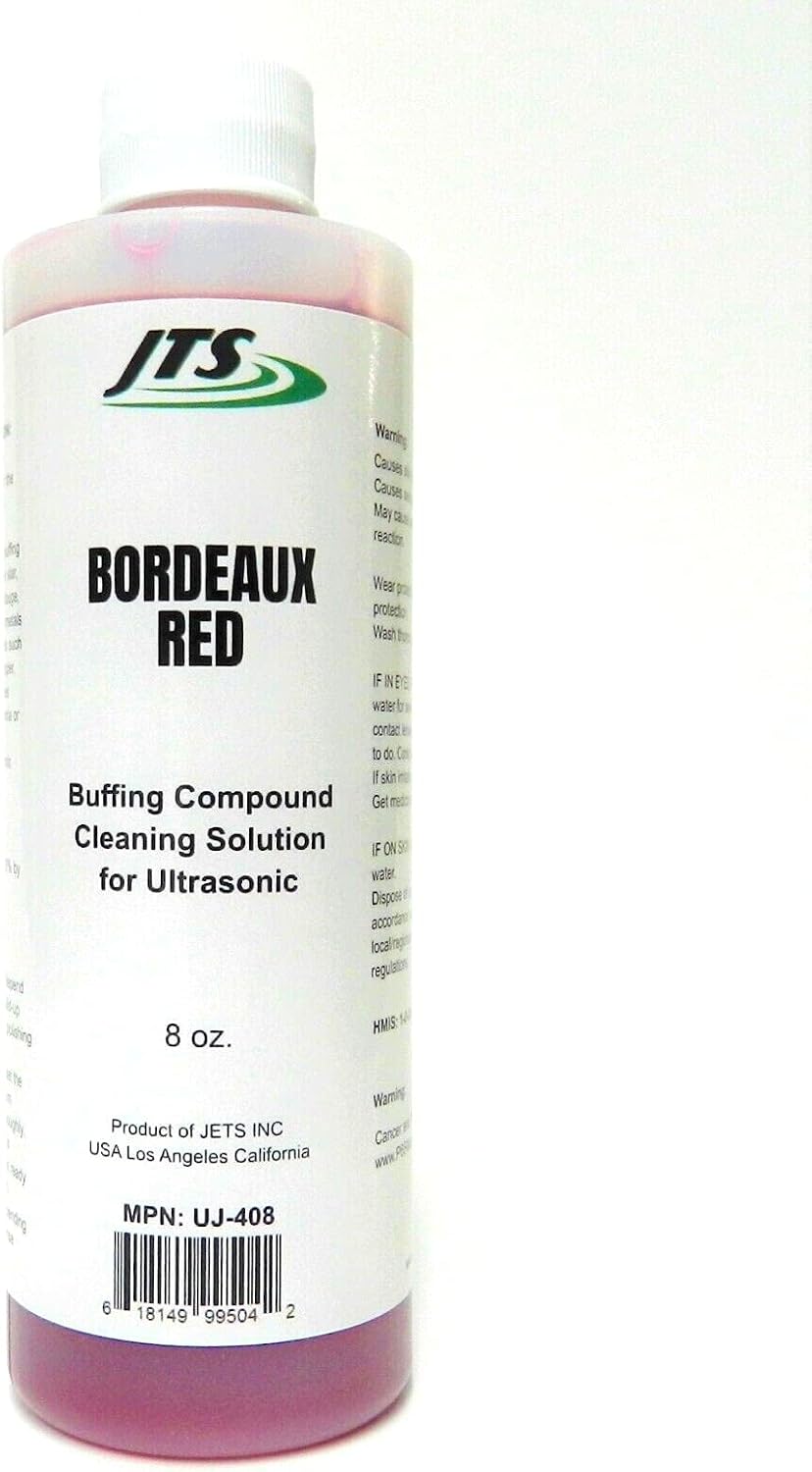 Jewelry Ultrasonic Solution Cleaner JTS Bordeaux Red 8 oz. Jewelry Metal Parts Cleaner Concentrate US Made