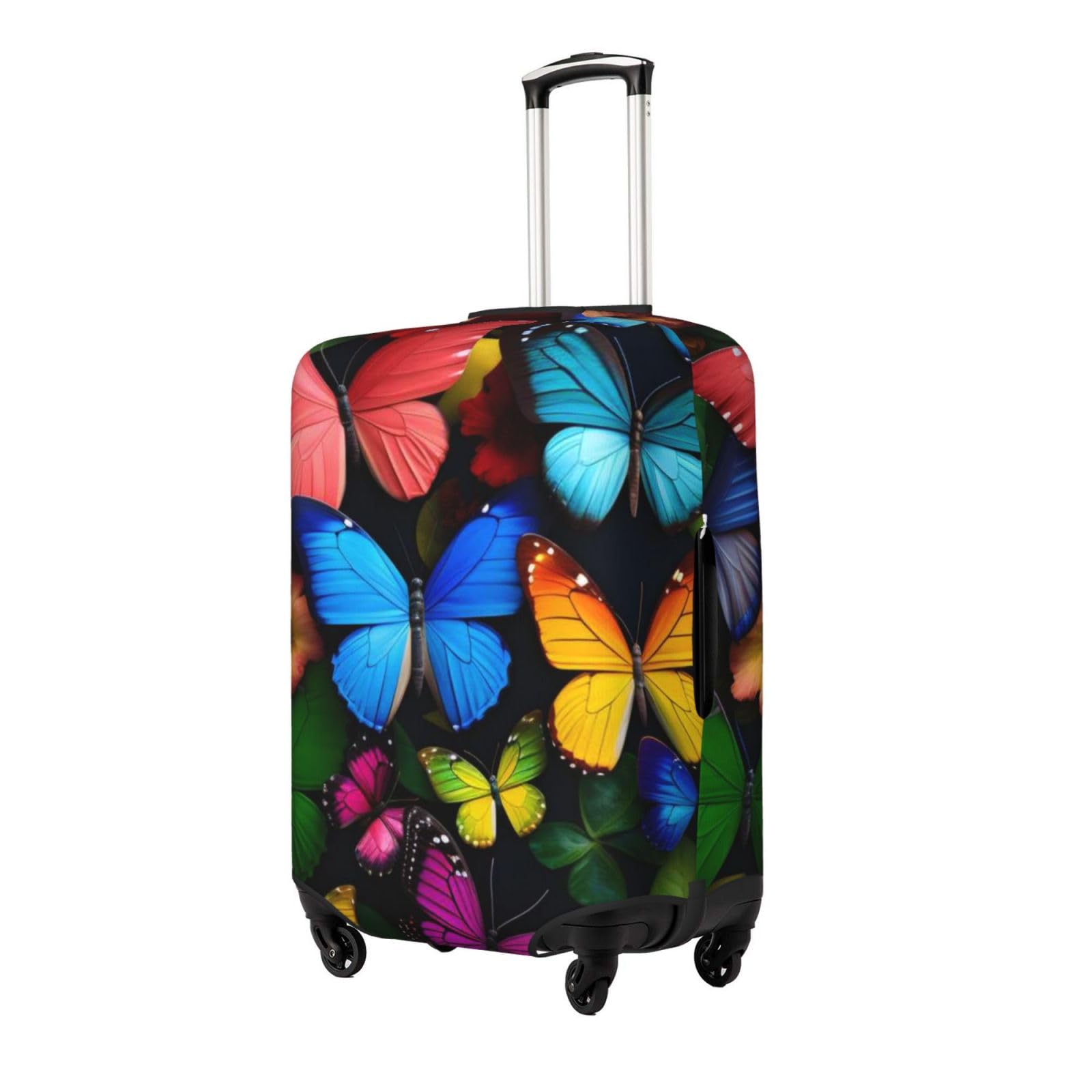 Kofferabdeckungen, Kofferschutzhülle mit Gänseblümchen-Motiv, Kratzfest, passend for 78,7–81,3 cm großes Gepäck(Colorful Butterflies,M)