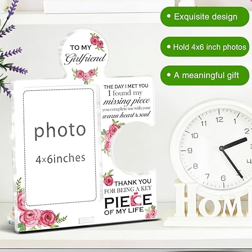 Miniatura 4 de Regalos románticos para novia, marco de fotos de 4 x 6 pulgadas, marco de fotos de rompecabezas floral, regalos para novia, cumpleaños, aniversario