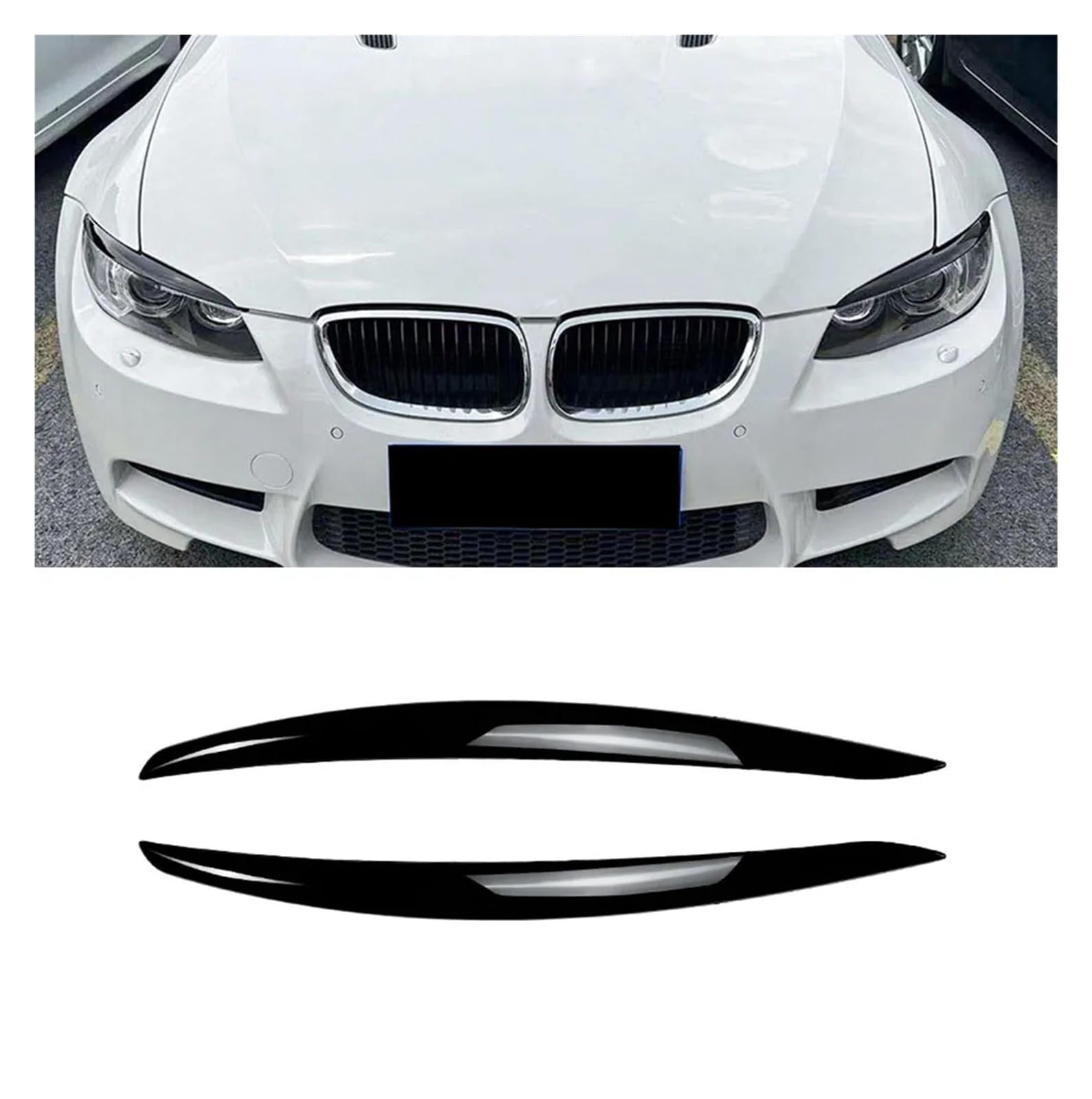Naklejka na przednią osłonę reflektora samochodowego, brwi, reflektor, pasujący do serii 3 E90 M3 E92 E93(Carbon look)