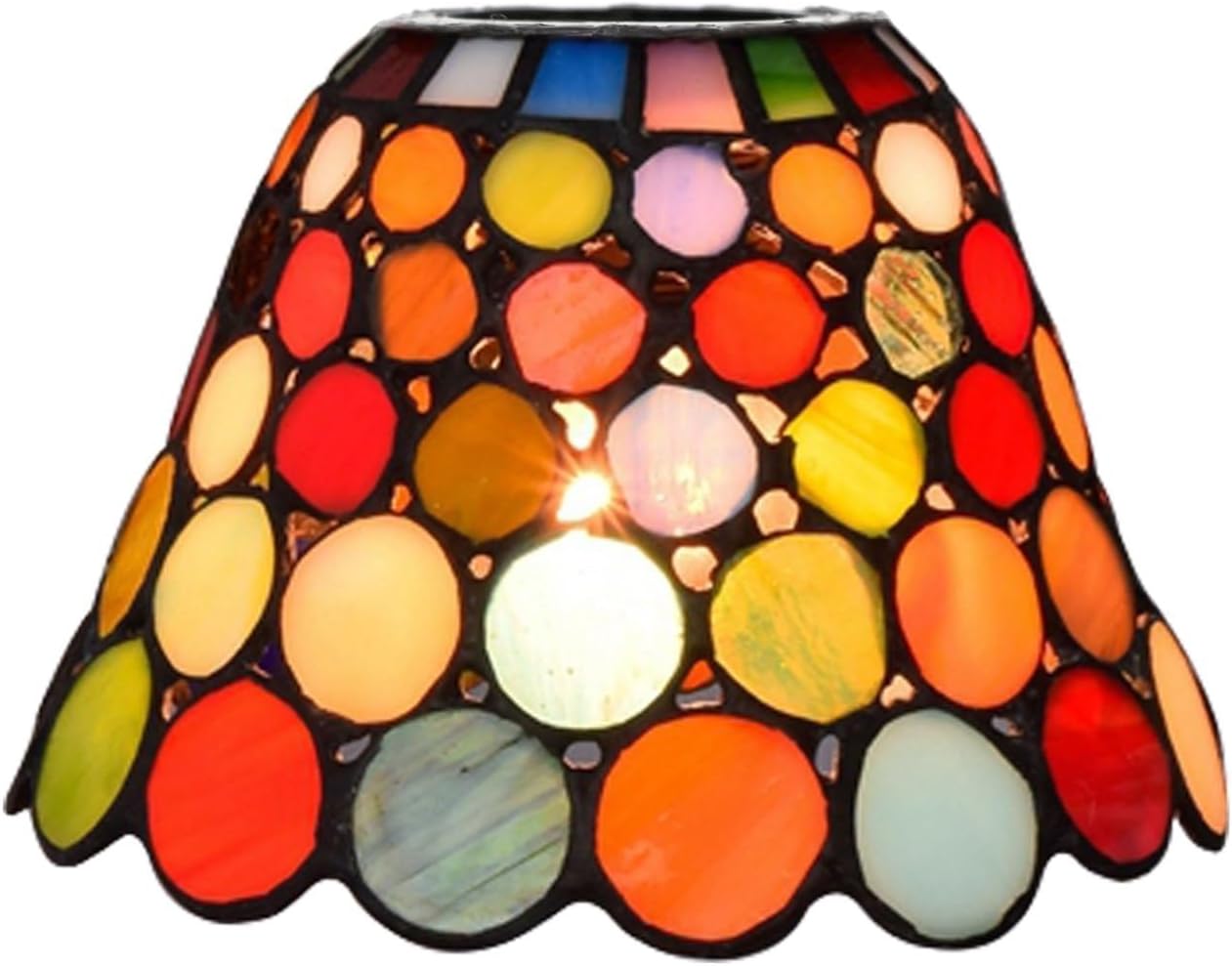 Tiffany Lamp Shade Replacement, 6 Inch Small Stained Glass Ceiling Light Shade Colourful Pieces Vintage Style Art Deco for Pendant Light Chandelier Wall Lamp
