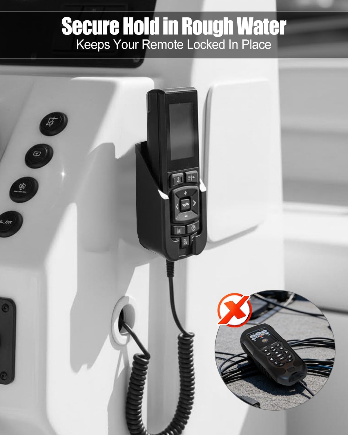 Remote Holder Fits for Minn-Kota Advanced GPS Trolley Motor Remote, Reinforced PETG Marine-Grade Mount, Secure Locking Dock, One-Hand Slide Access, Console & Dash Installation