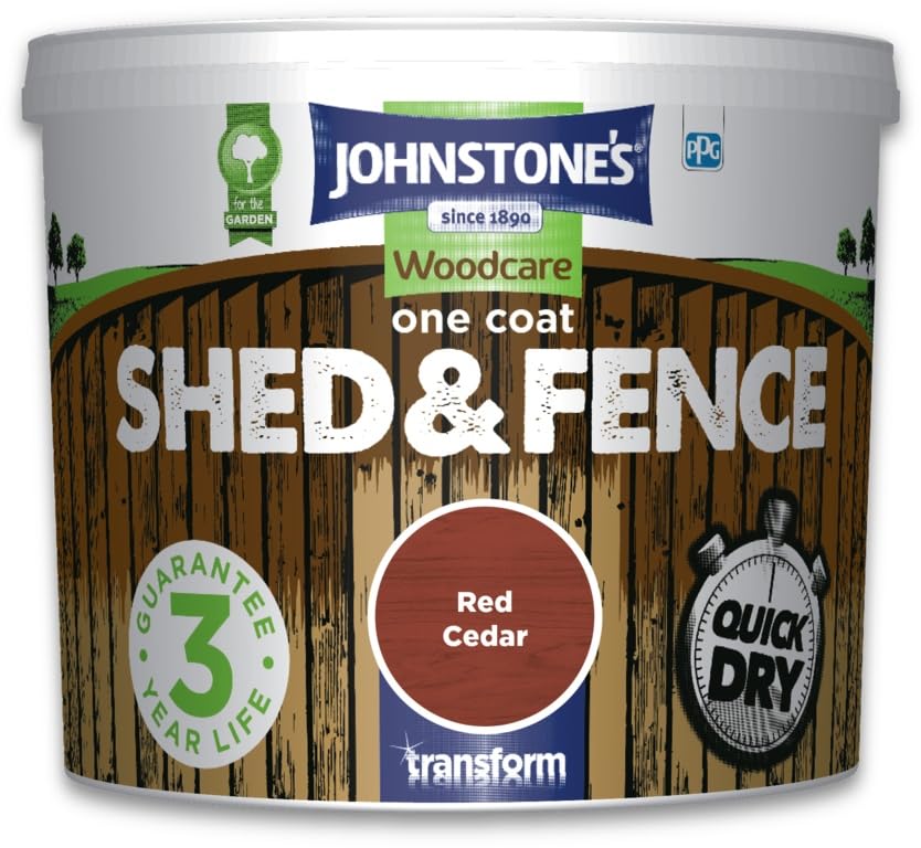 AXpower Inspirational Technology Empowering People One Coat Quick Dry Shed & Fence Treatment 5L – Exterior Wood Protection for Sheds, Fences & Garden Timber – Red Cedar Finish