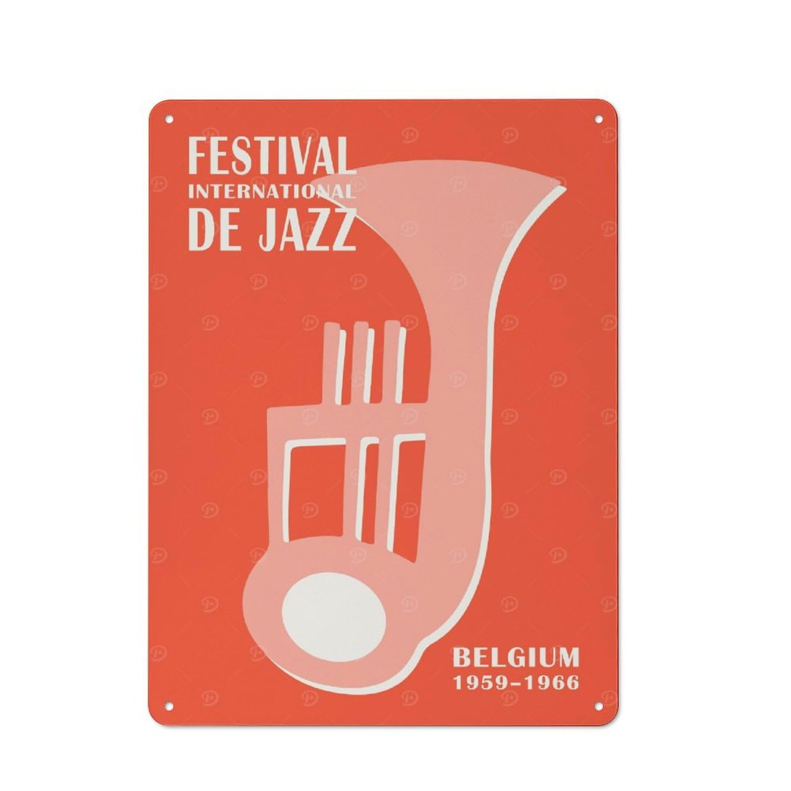 Junmoney Style-12 Tin Wall Plaque 40X30cm With Festival De Jazz Belgium For Café Or Restaurant, Housewarming Present For People Styling Café And Restaurant