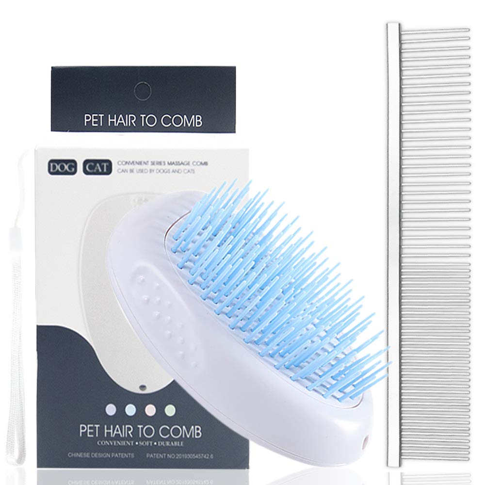IHUIXINHE Dog Brush and Cat Brush, Pet Self Cleaning Slicker Brush & Stainless Steel Pet Comb, for Long and Short Haired Dog, Cat and Other Pets (2 Pack)