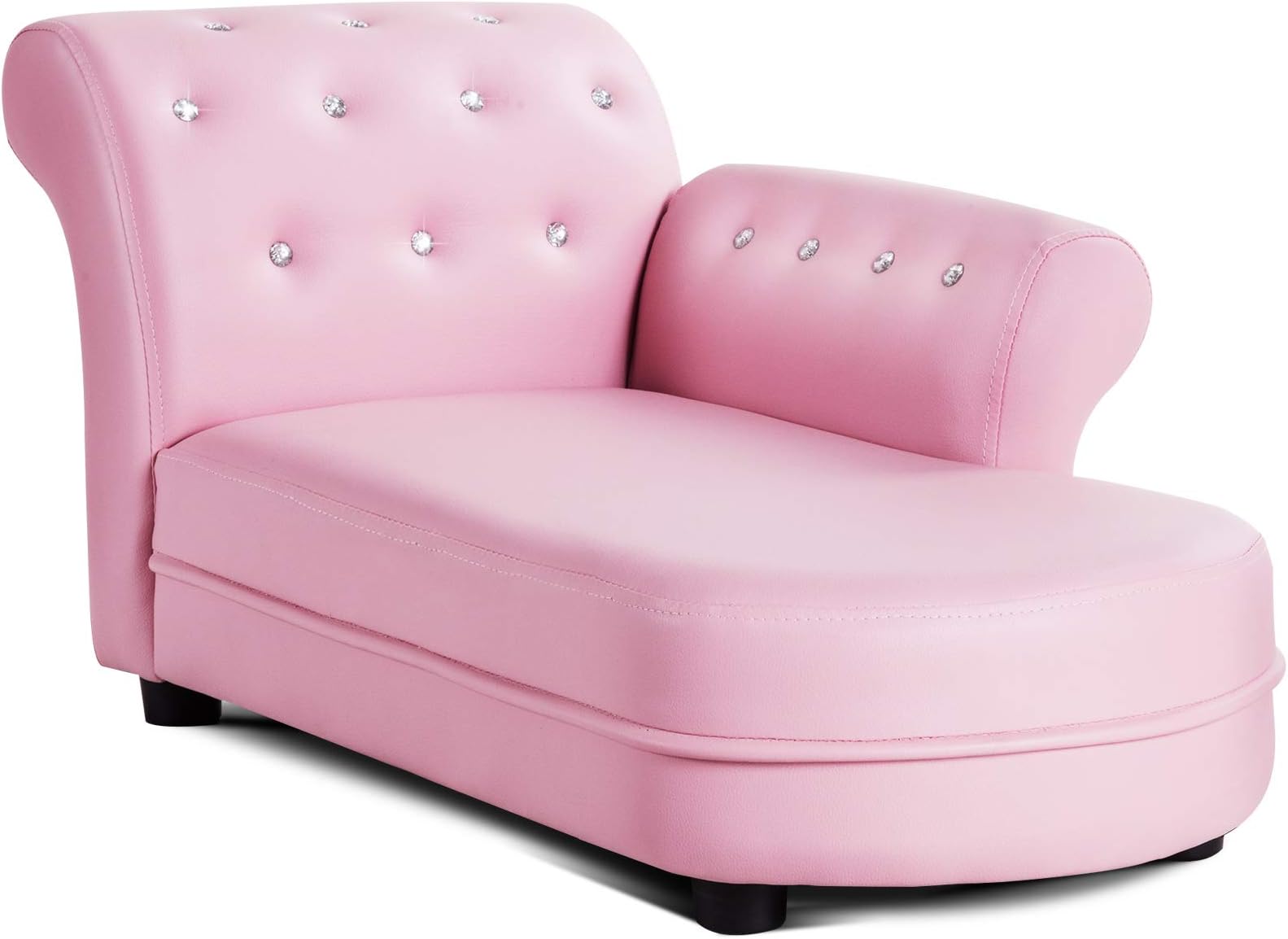Costzon Kids Couch, Princess Kids Sofa Chairs for Baby Girls 3-5 Old w/Wood Frame & Leather Surface for Nap & Rest, Toddler Couch for Preschool, Nursery, Kindergarten, Children Furniture Gift (Pink)