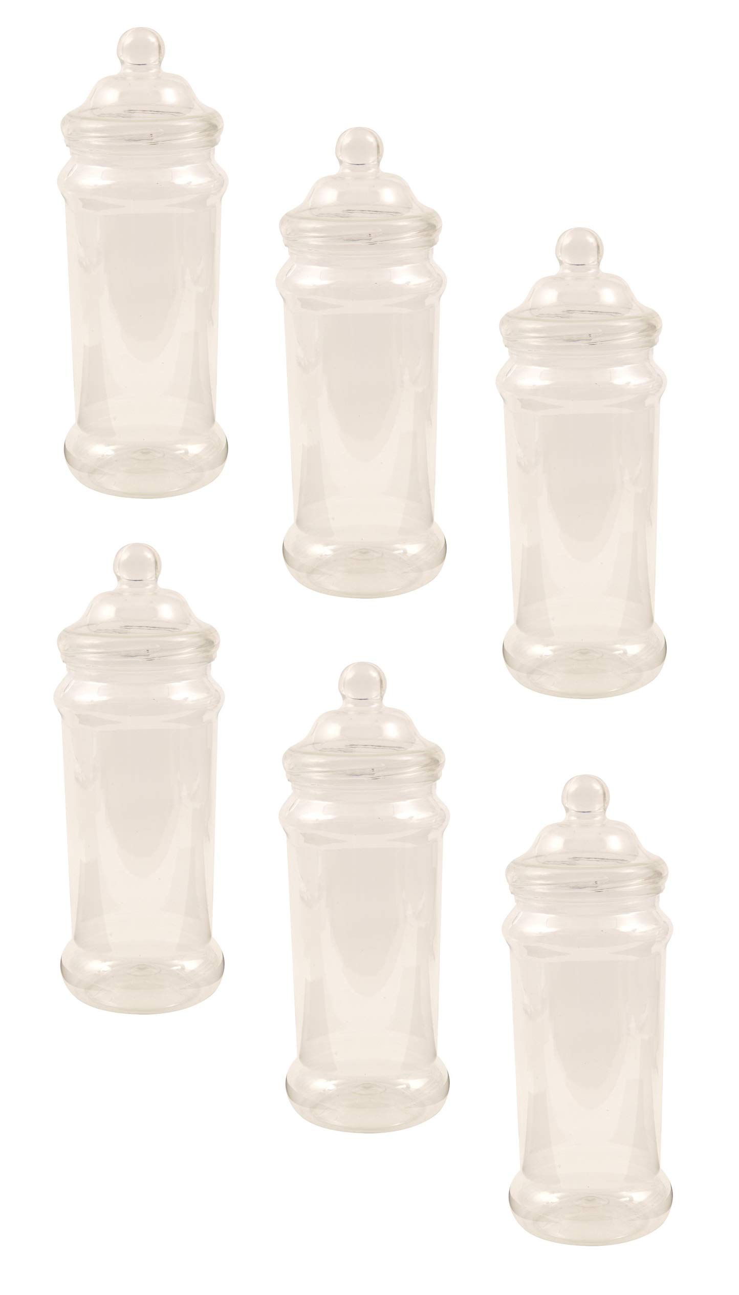 Kids Sweets Pick N Mix Candy Buffet Party Victorian Style Clear Plastic Sweet Jar Holder 33cm Tall 2.5L - Set of 6 Birthday wedding anniversary christening