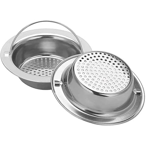 CICILIAYA 2PCS Kitchen Sink Strainer with Handle, Universal Sink Drain Filter, Sink Basket Strainer, 11cm Diameter Stainless Steel Sink Drain Strainer, Food Catcher for Kitchen Cover