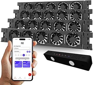 Heatfan 5 Quattro Heizkörper ventilator mit WLAN-App flüsterleise <20 dB, spart bis 30% Heizkosten, einfache Montage, universeller Heizkörperlüfter für Heizkörper von 250 bis 310cm - 4 Stück - Schwarz