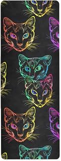 Colorful Neon Cat Head Yoga Mat Non Slip Thick Kids Eco Friendly Rubber Workout Foldable Yoga Mat Women Exercise