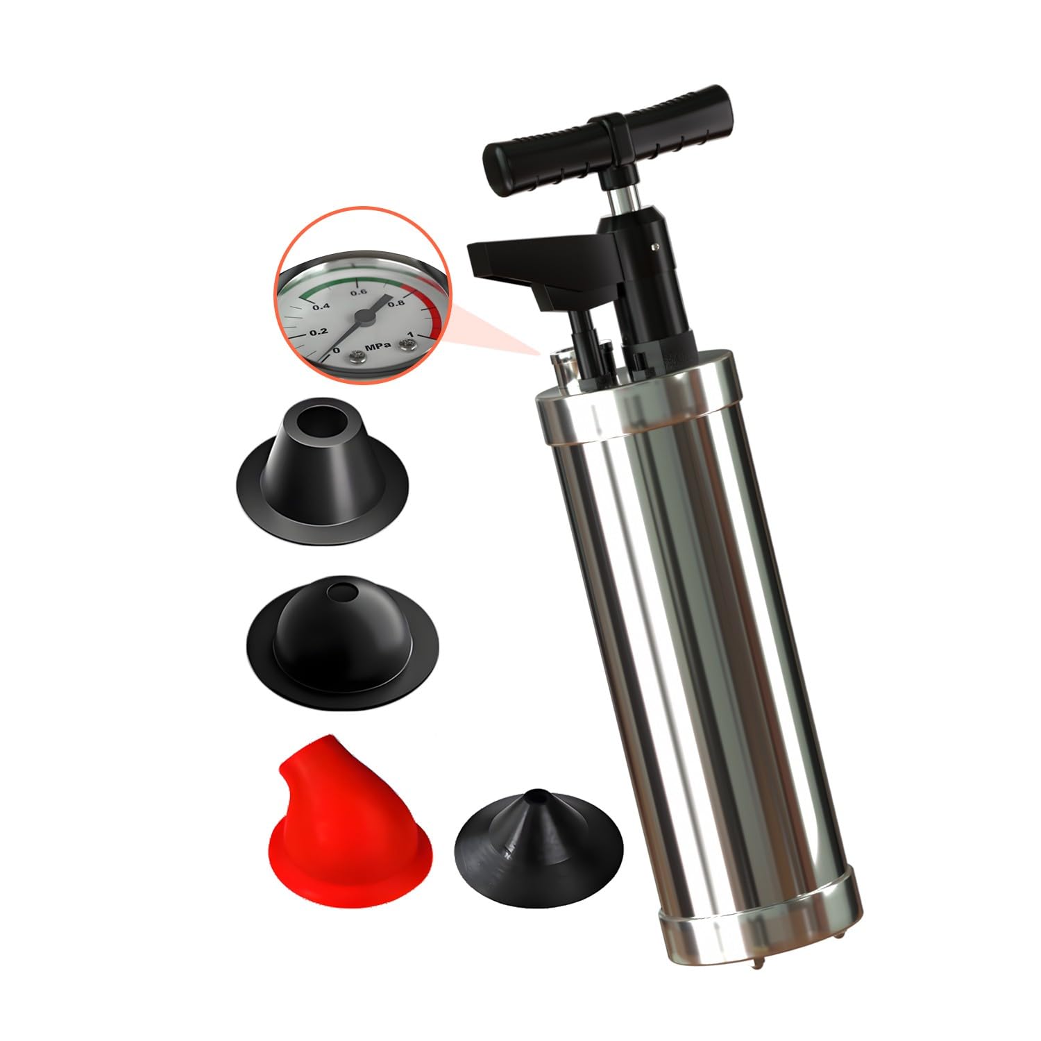 Desatascador WC a Presion, Stura WC ad Aria Compressa con Barometro, Desatascador Tuberias Profesional con 4 Teste di Pistone, per Disintasare WC, Lavello, Vasca