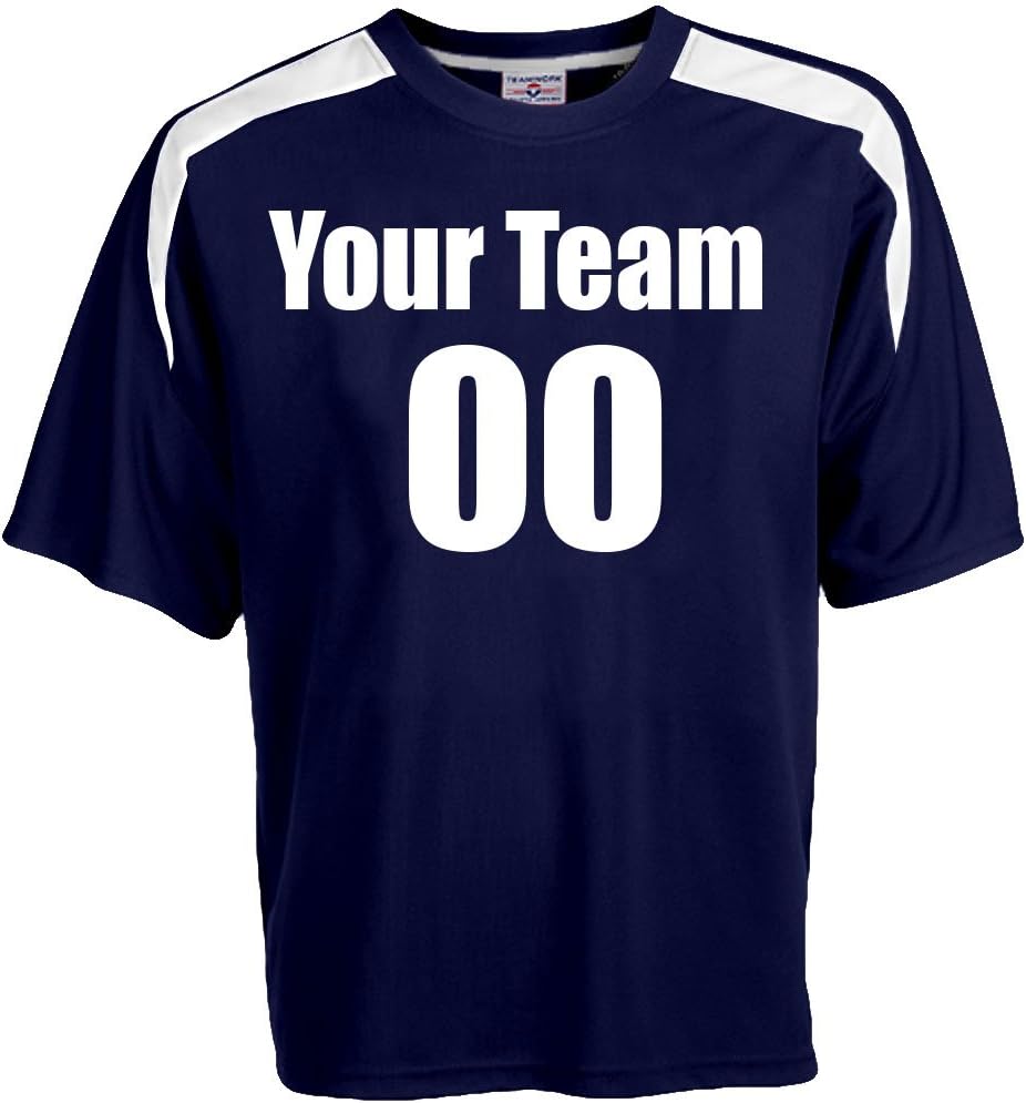 Custom Soccer Jersey Adult Large in Navy and White