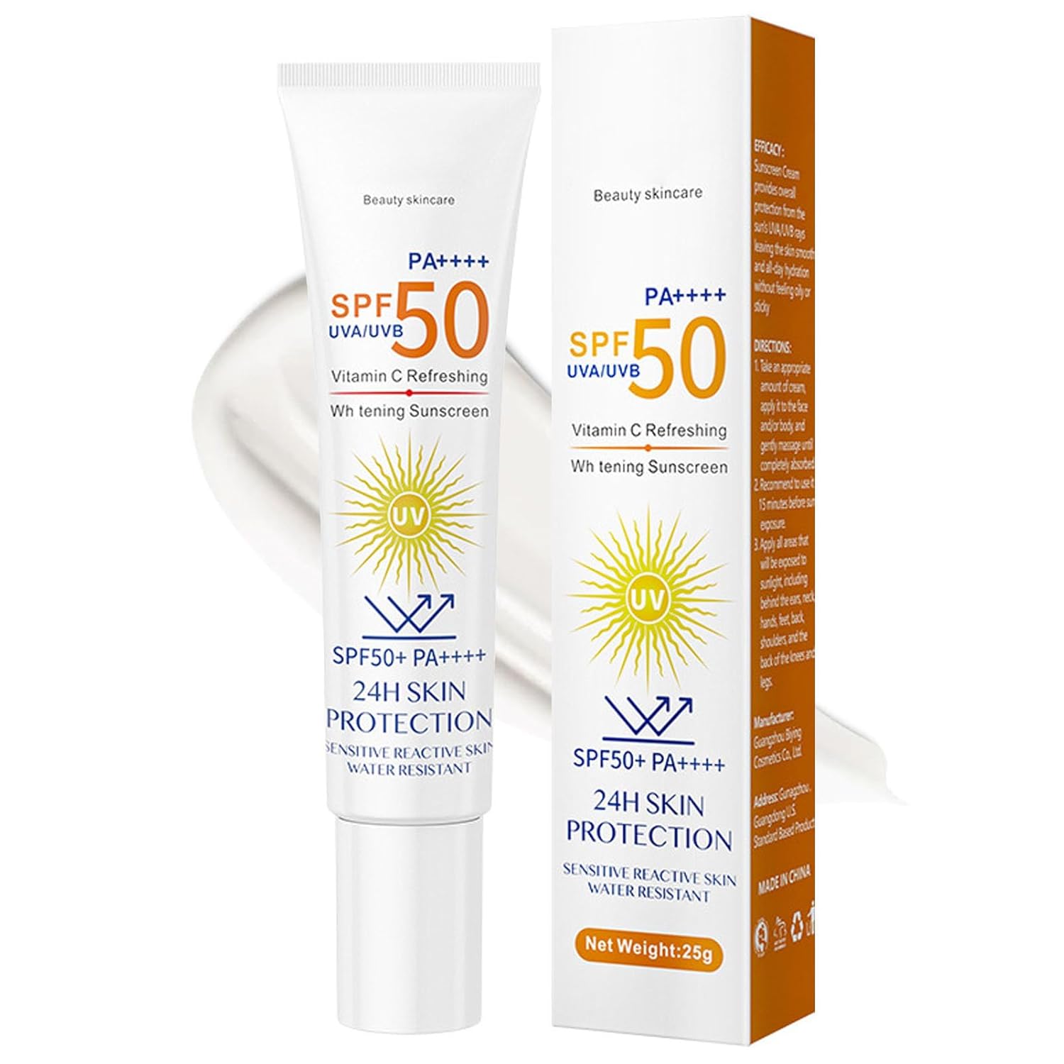 Travel Size Sunscreen SPF 50, Broad Spectrum Sunscreen Against UVA/UVB, Lightweight Non-Sticky Vitamin C Hydrating Sun screen for Face Body, Long Lasting, No White Cast