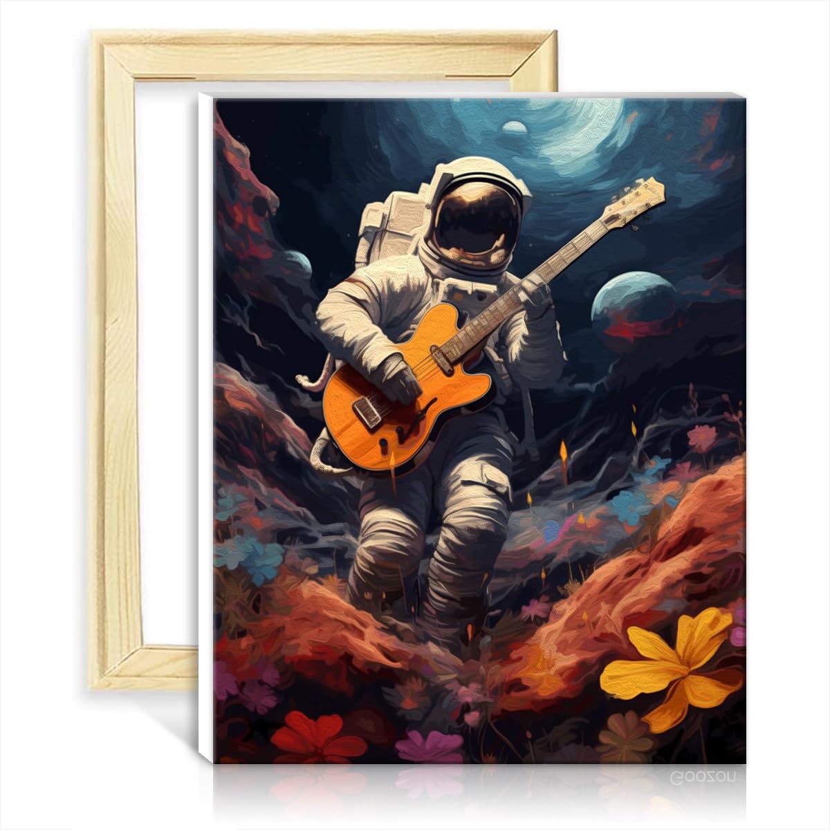 TANGFEIY Paintting Canvas Oil Painting Kit Electric Guitar Voyager Painting Adults with Brushes and Acrylic Pigment Arts Crafts for Home Decor No Frame(30x40cm)