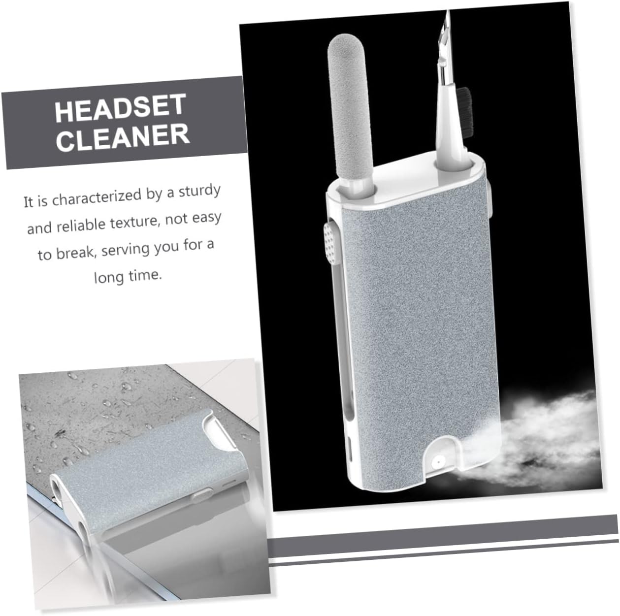 Mikikit 2pcs Multifunctional Earphone Kit Electronics Cleaning Tool Brush and Sponge for Earbuds