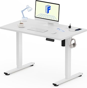 FlexiSpot Electric Height Adjustable Desk EF1 Pro for Home Office Use, Height Adjustment Range 27.2-43.3 inches 690-1100mm, USB & Power Outlet Included, 4-Level Memory Function, Load Capacity 132